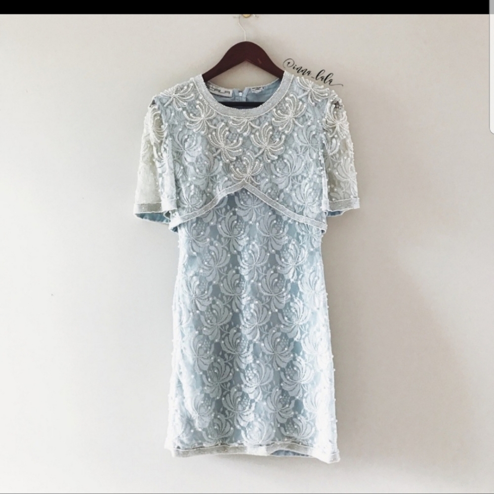 Scala Light Blue and Ivory Lace Midi Dress